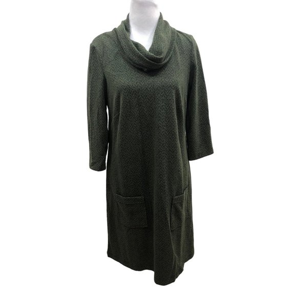 North Style Cowl Neck Dress Knit No Iron Fall Winter Pockets - Picture 1 of 4